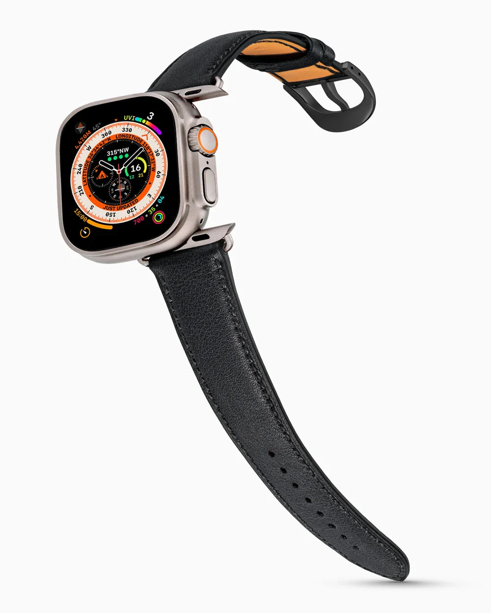 Swift Series luxury Apple Watch leather band on an Apple Watch Ultra