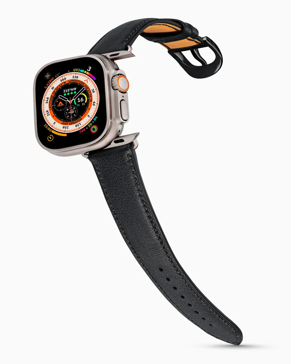 Swift Series luxury Apple Watch leather band on an Apple Watch Ultra
