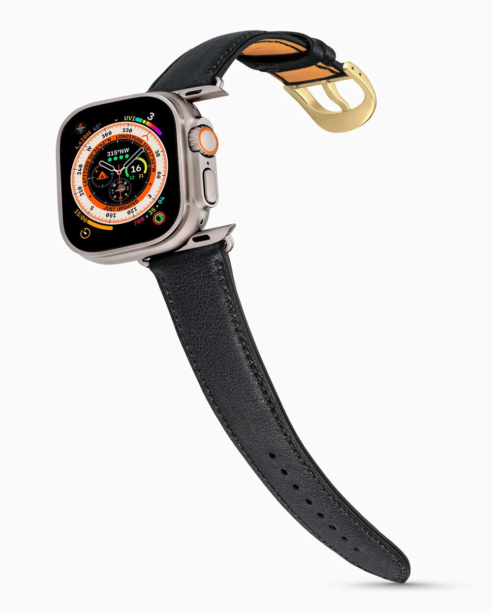 Swift Series luxury Apple Watch leather band on an Apple Watch Ultra
