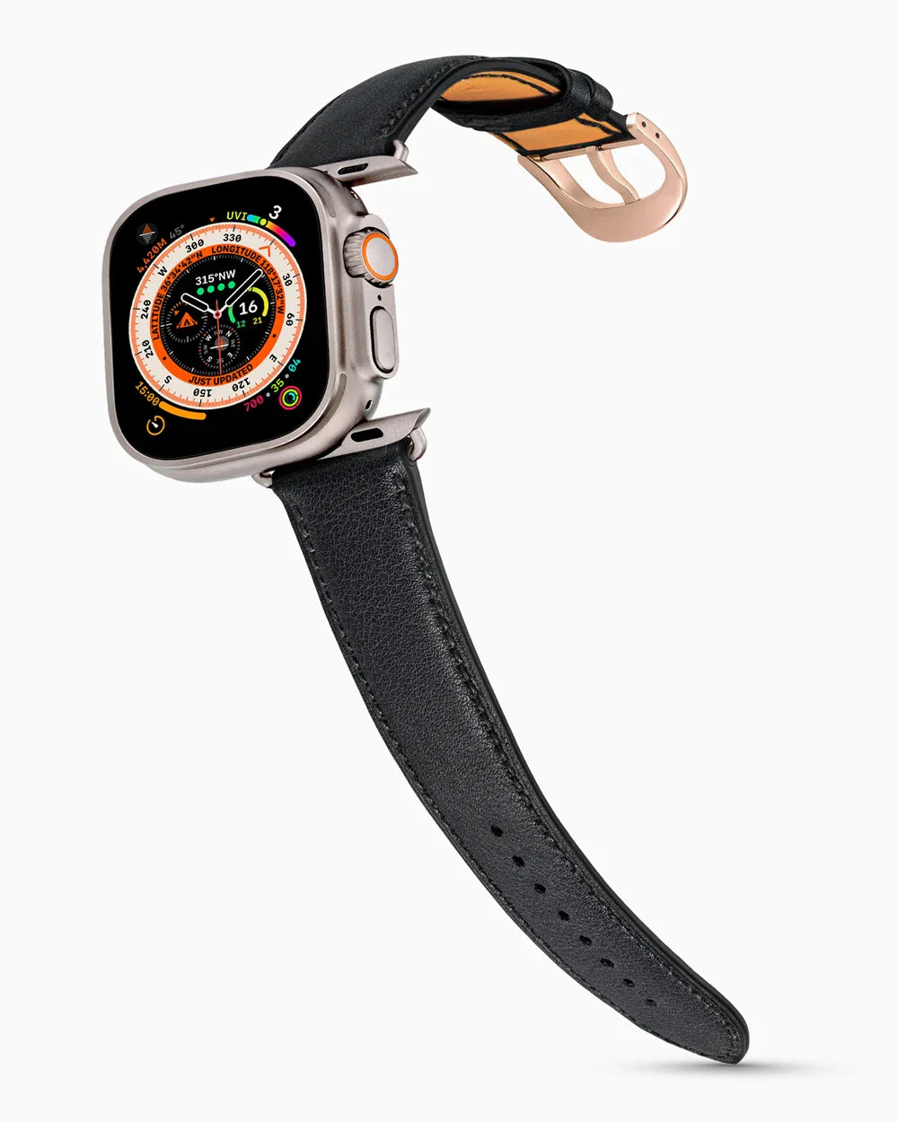 Swift Series luxury Apple Watch leather band on an Apple Watch Ultra