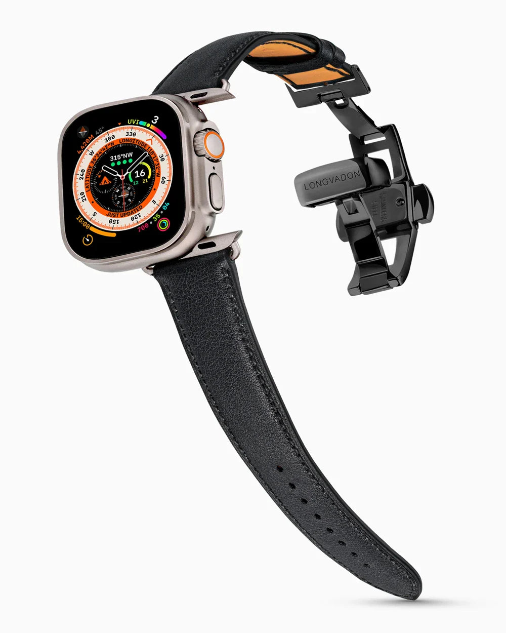 Swift Series luxury Apple Watch leather band on an Apple Watch Ultra