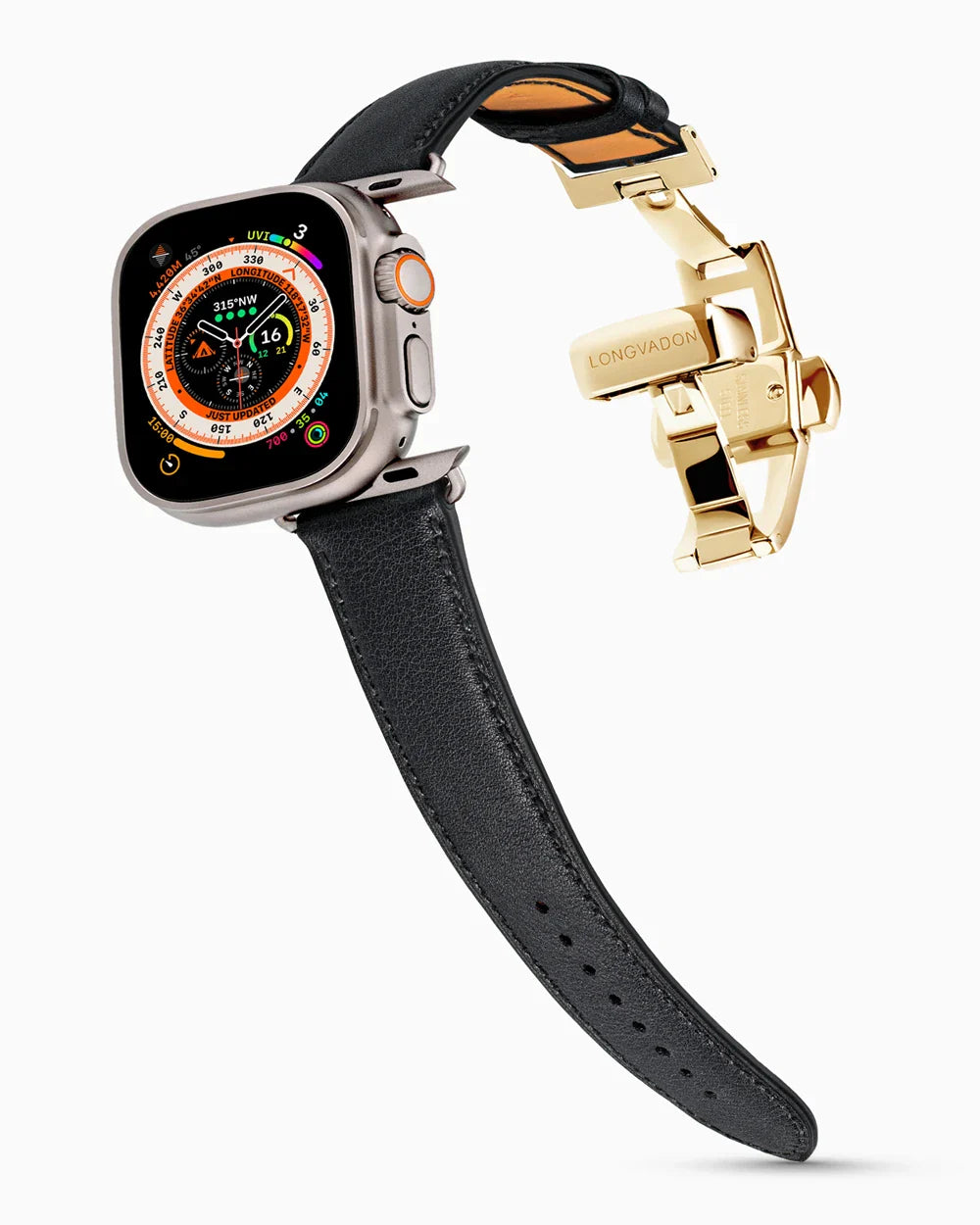 Swift Series luxury Apple Watch leather band on an Apple Watch Ultra