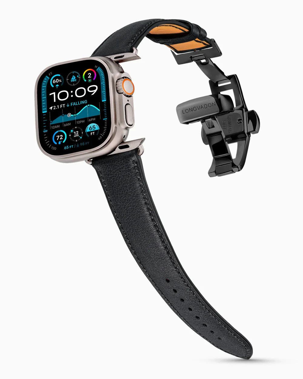 Swift Series luxury Apple Watch leather band on an Apple Watch Ultra