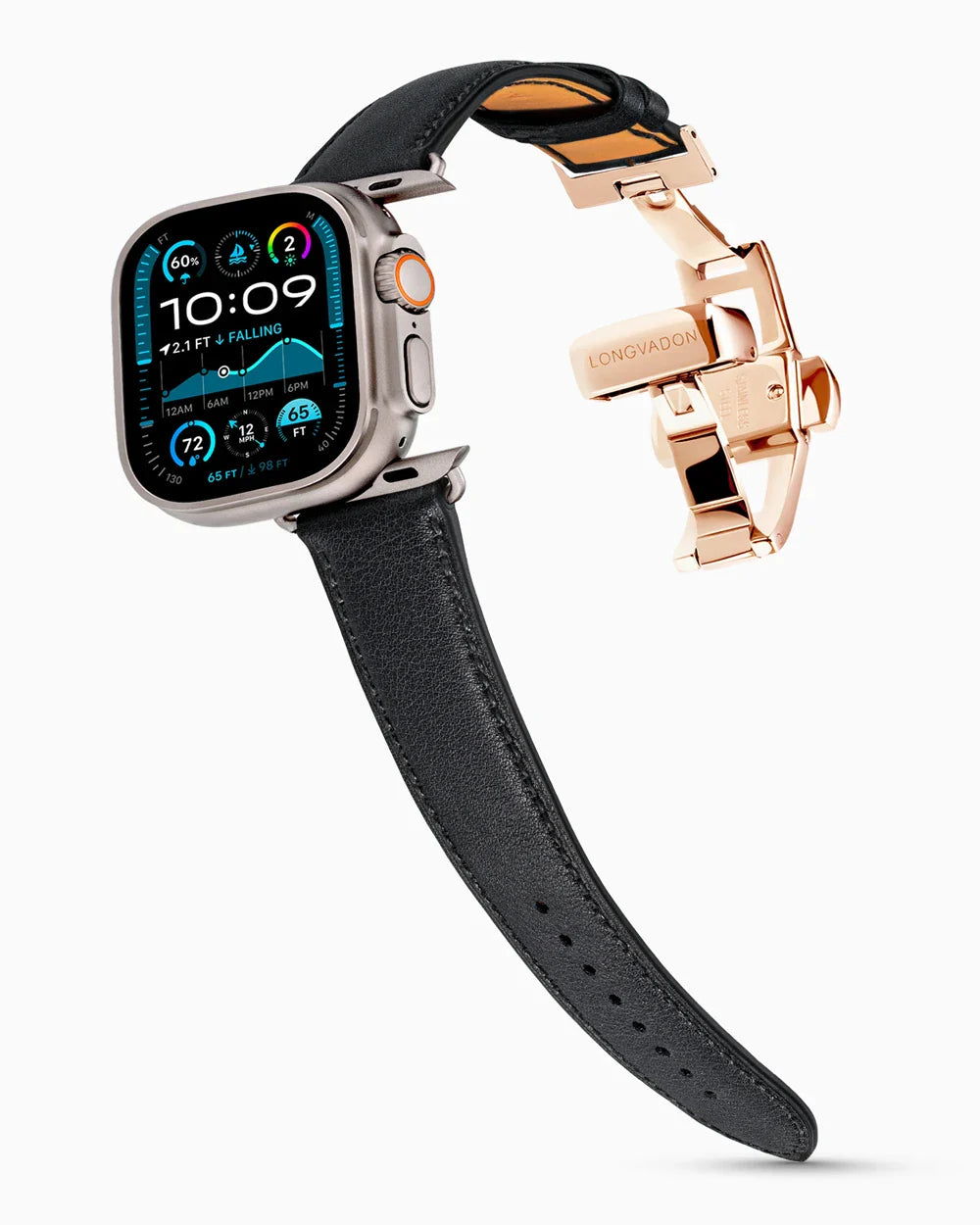 Swift Series luxury Apple Watch leather band on an Apple Watch Ultra