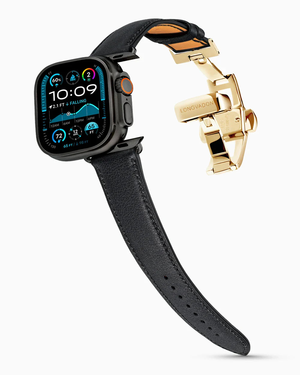 Swift Series luxury Apple Watch leather band on an Apple Watch Ultra