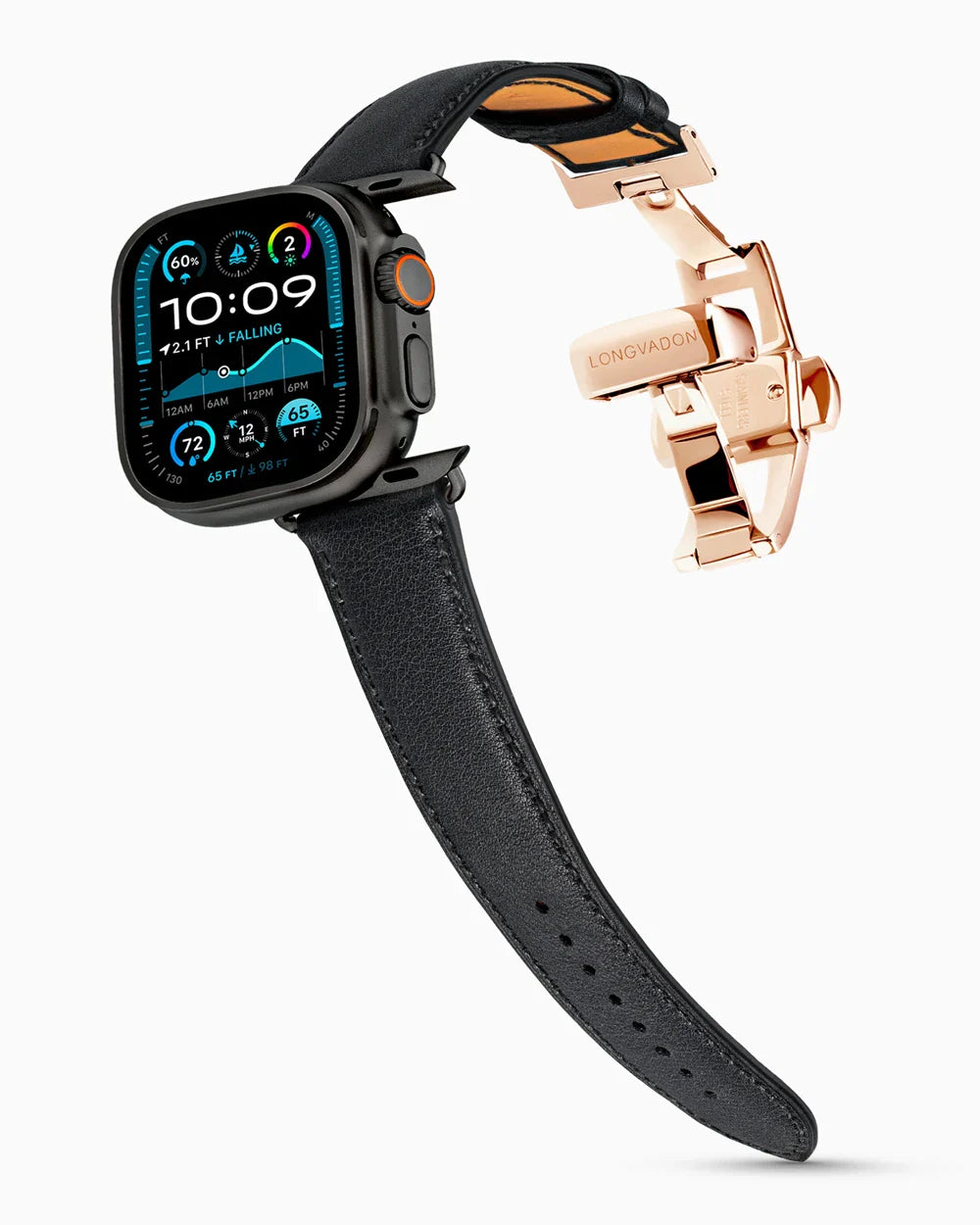 Swift Series luxury Apple Watch leather band on an Apple Watch Ultra