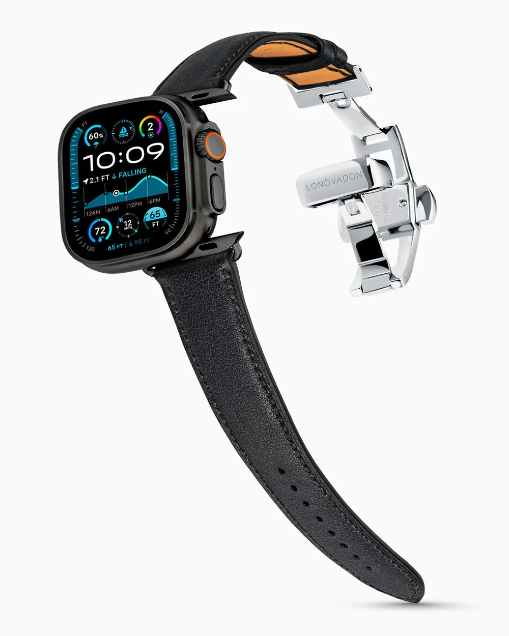 Swift Series luxury Apple Watch leather band on an Apple Watch Ultra