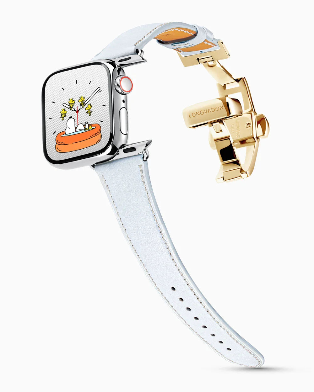 Swift Series luxury Apple Watch leather band on a Series 9 Apple Watch