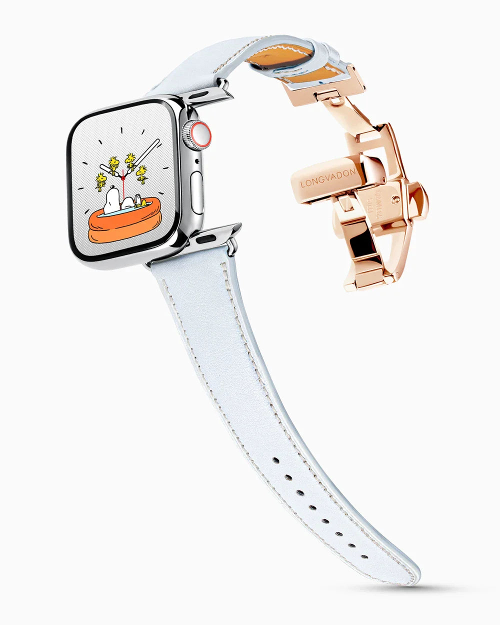 Swift Series luxury Apple Watch leather band on a Series 9 Apple Watch