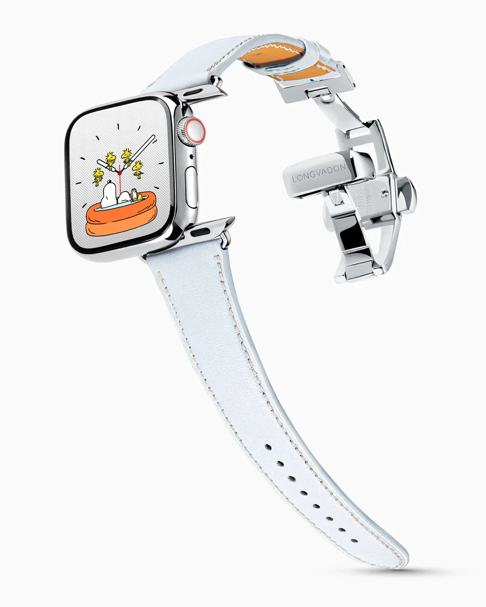 Swift Series luxury Apple Watch leather band on a Series 9 Apple Watch