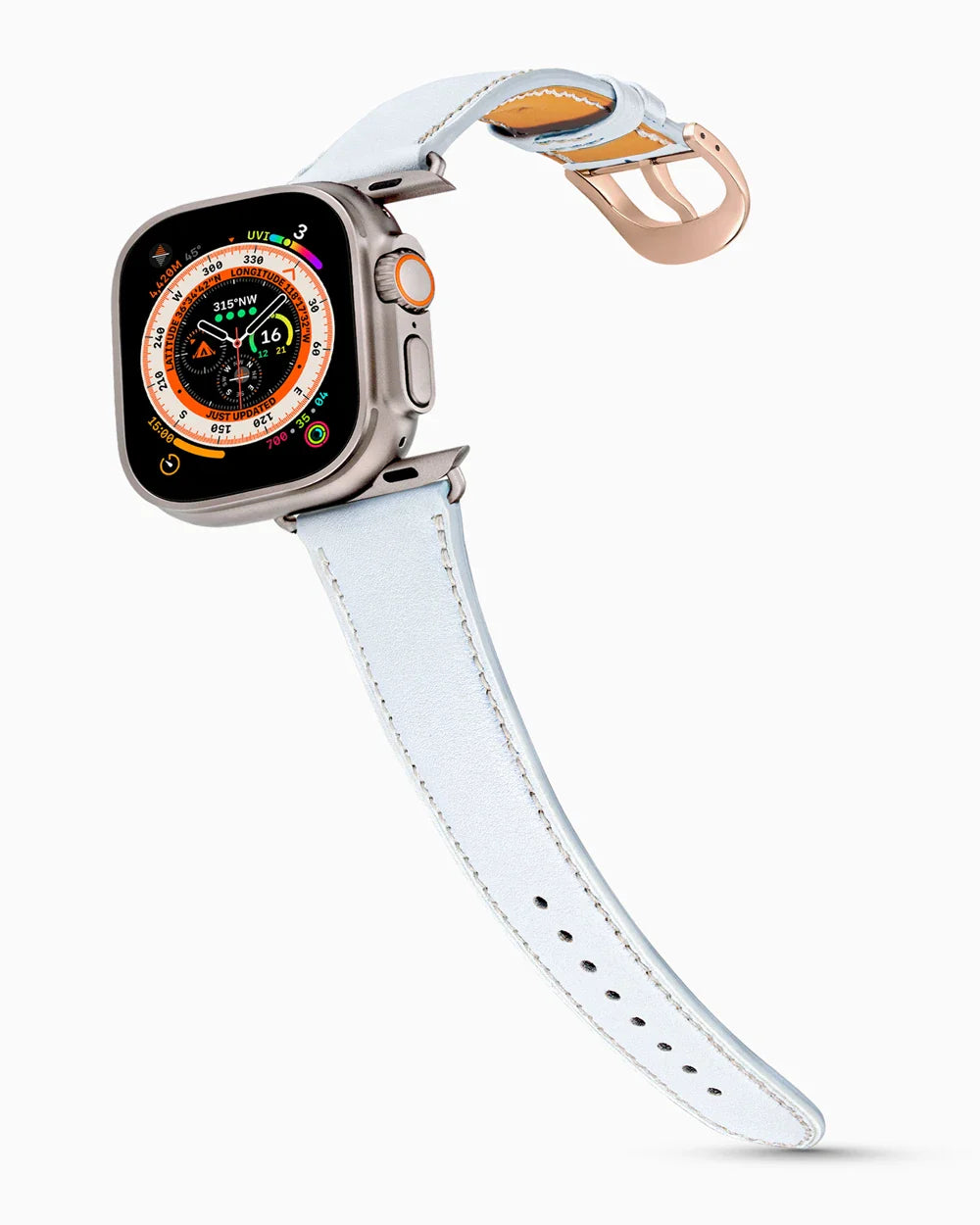 Swift Series luxury Apple Watch leather band on an Apple Watch Ultra