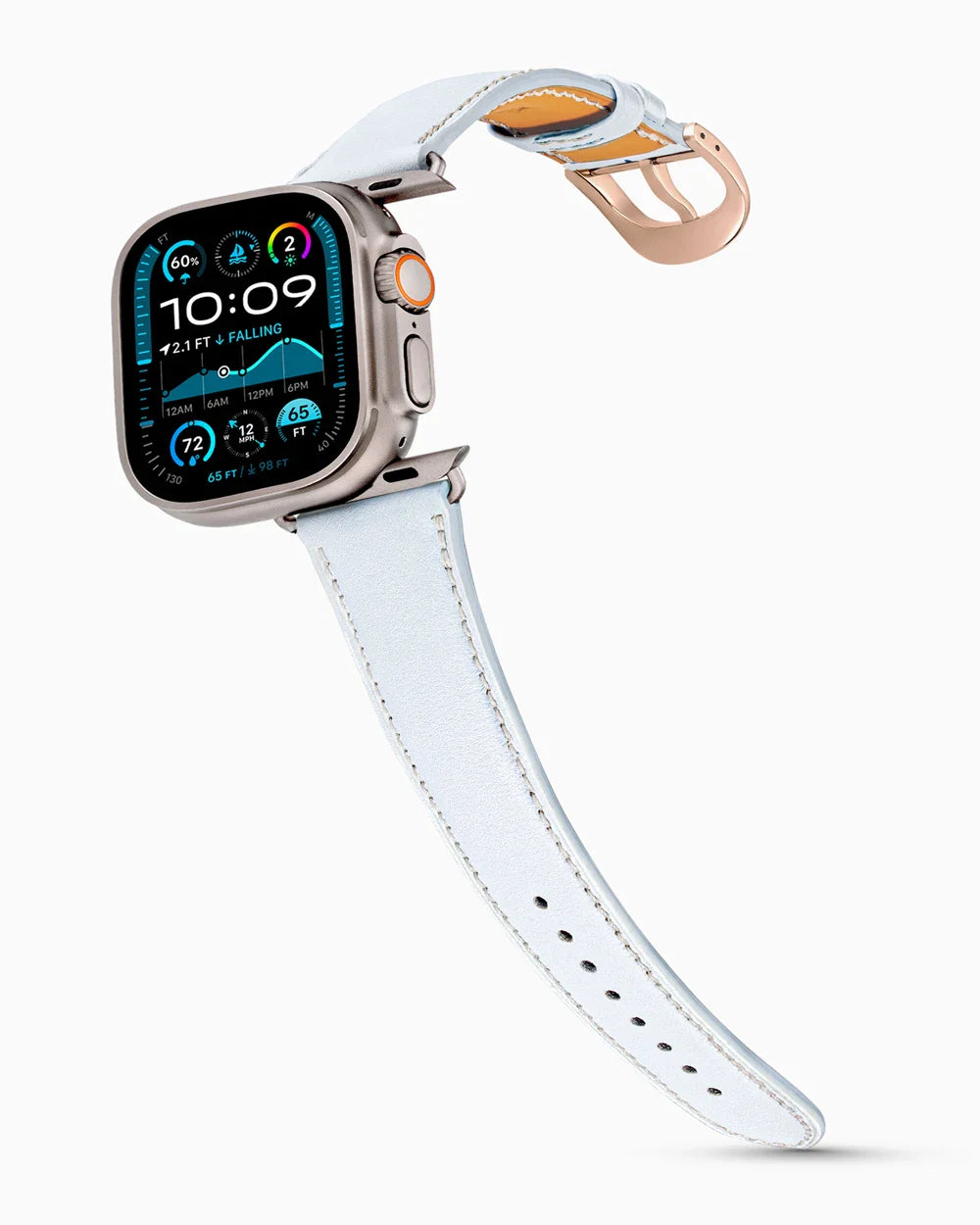 Swift Series luxury Apple Watch leather band on an Apple Watch Ultra