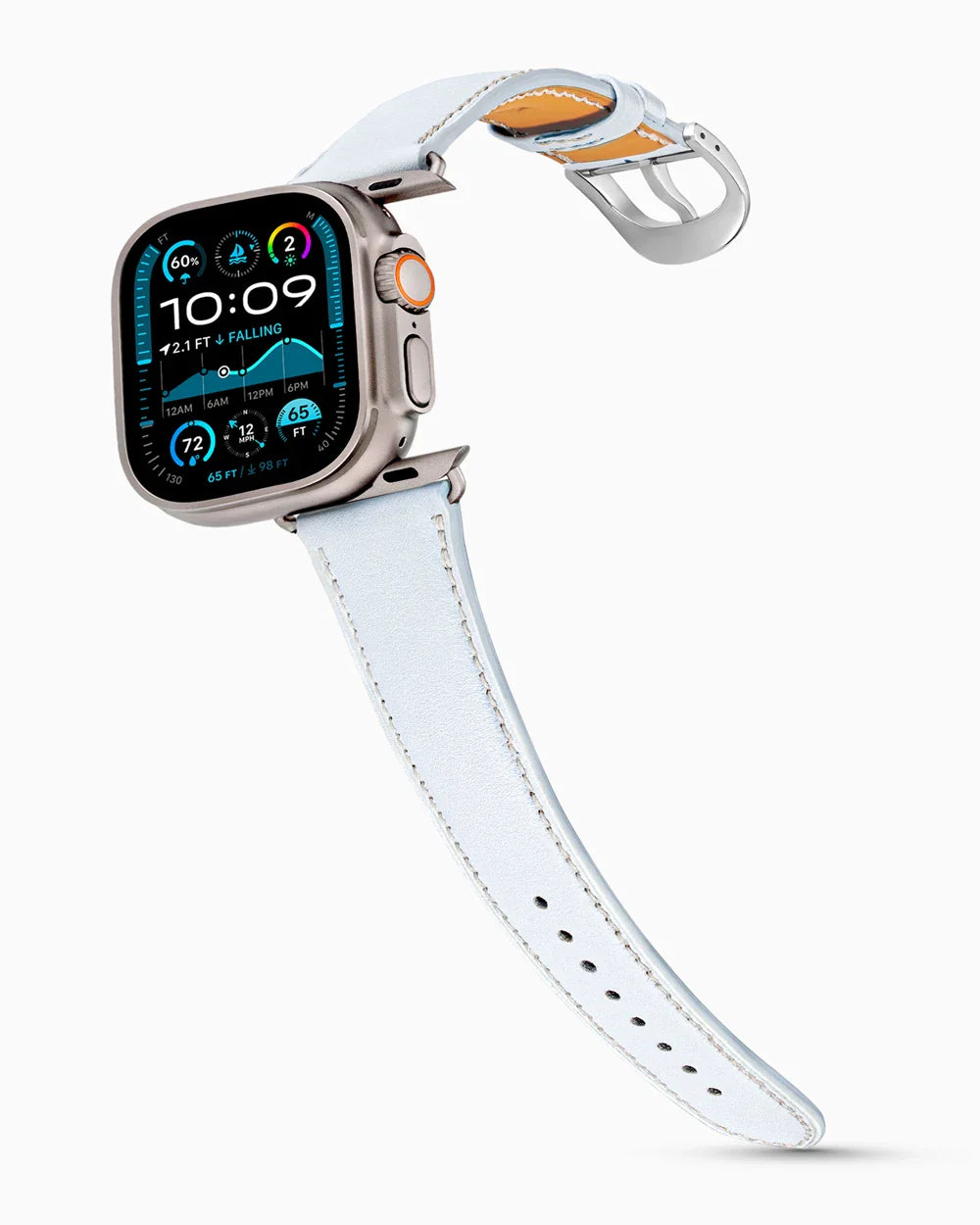 Swift Series luxury Apple Watch leather band on an Apple Watch Ultra