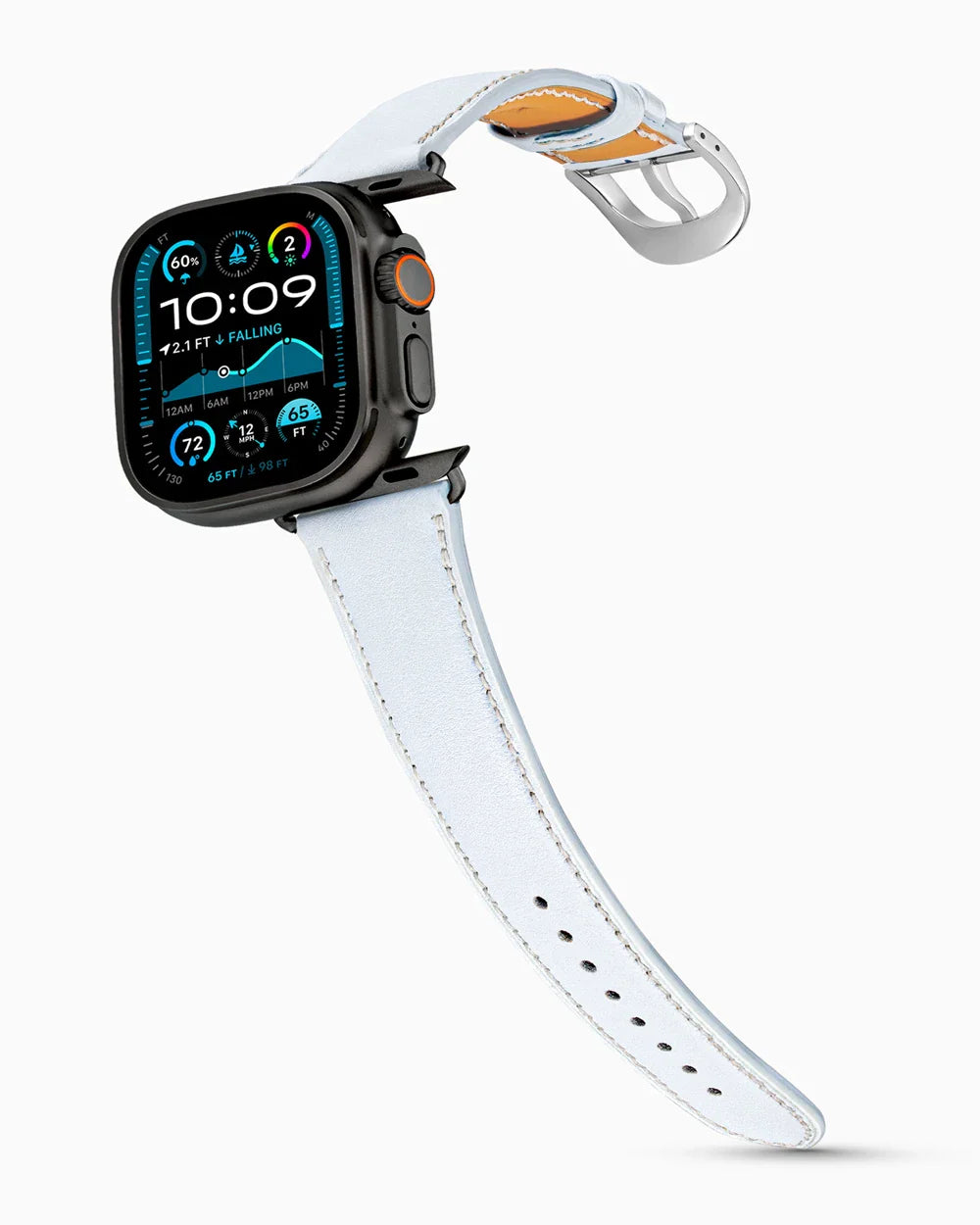 Swift Series luxury Apple Watch leather band on an Apple Watch Ultra