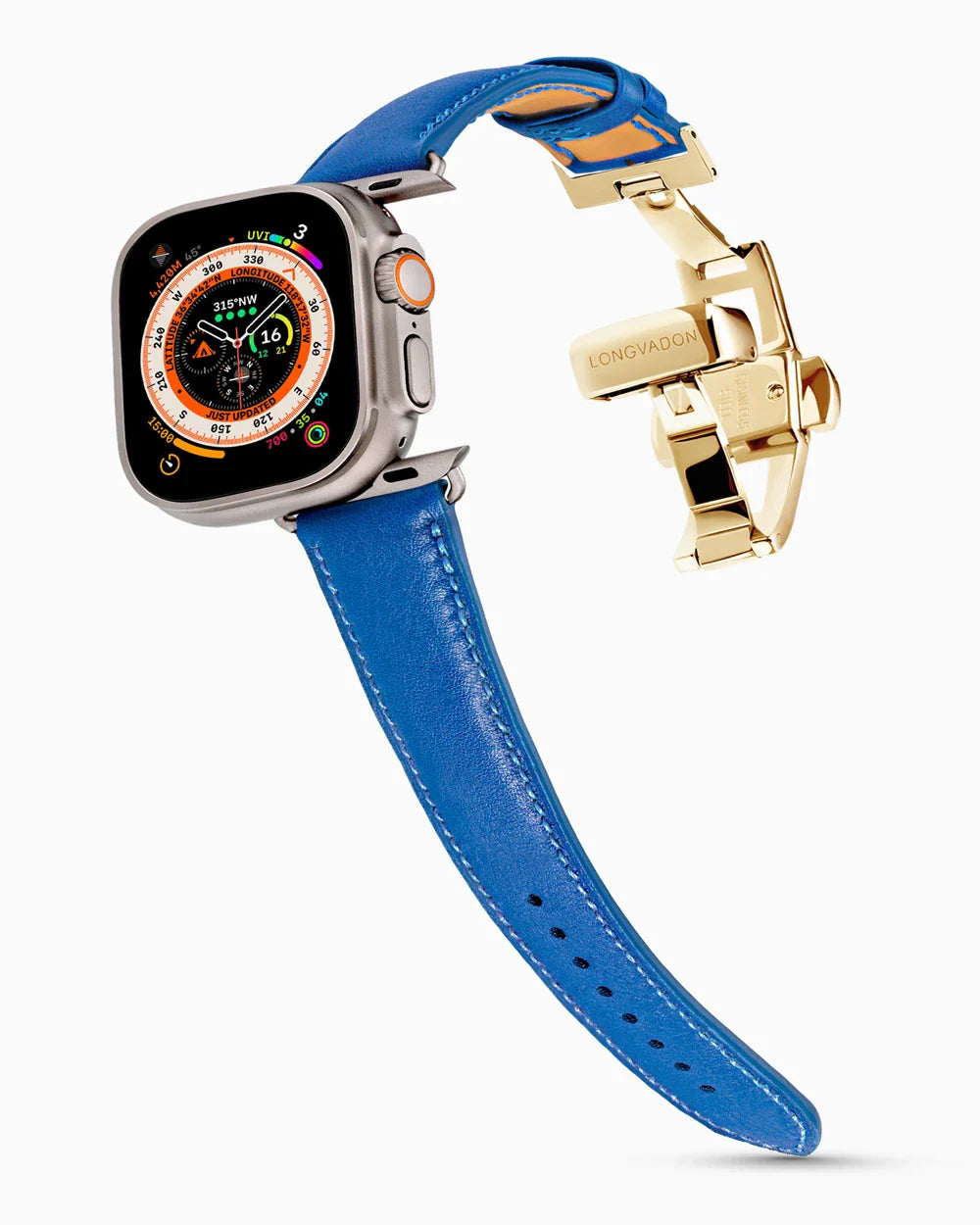 Swift Series luxury Apple Watch leather band on an Apple Watch Ultra