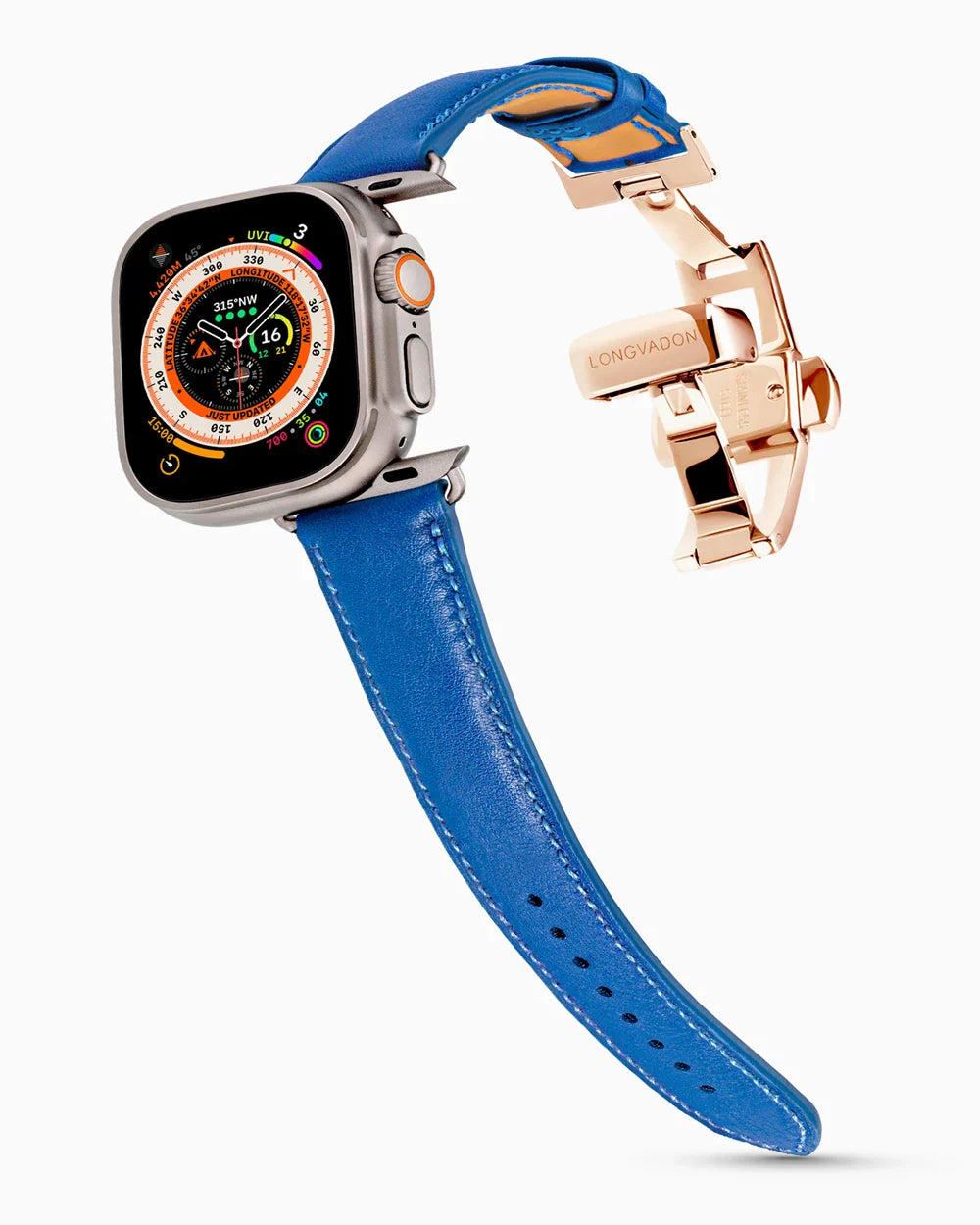 Swift Series luxury Apple Watch leather band on an Apple Watch Ultra