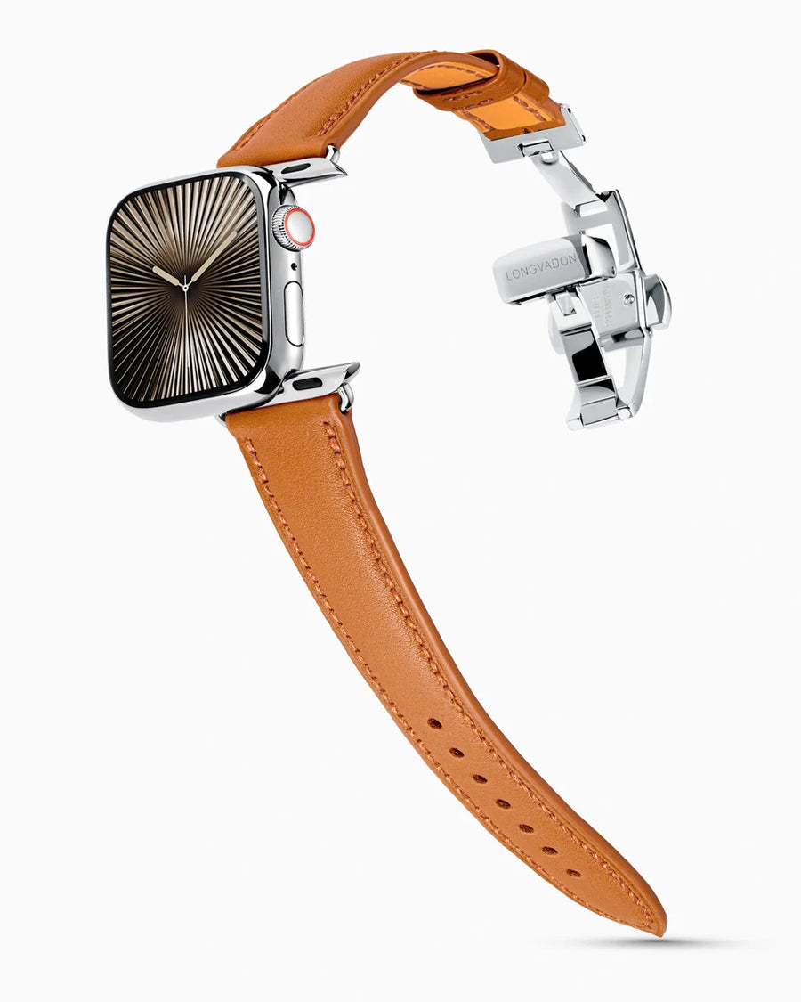 Swift Series luxury Apple Watch leather band on a Series 10 Apple Watch