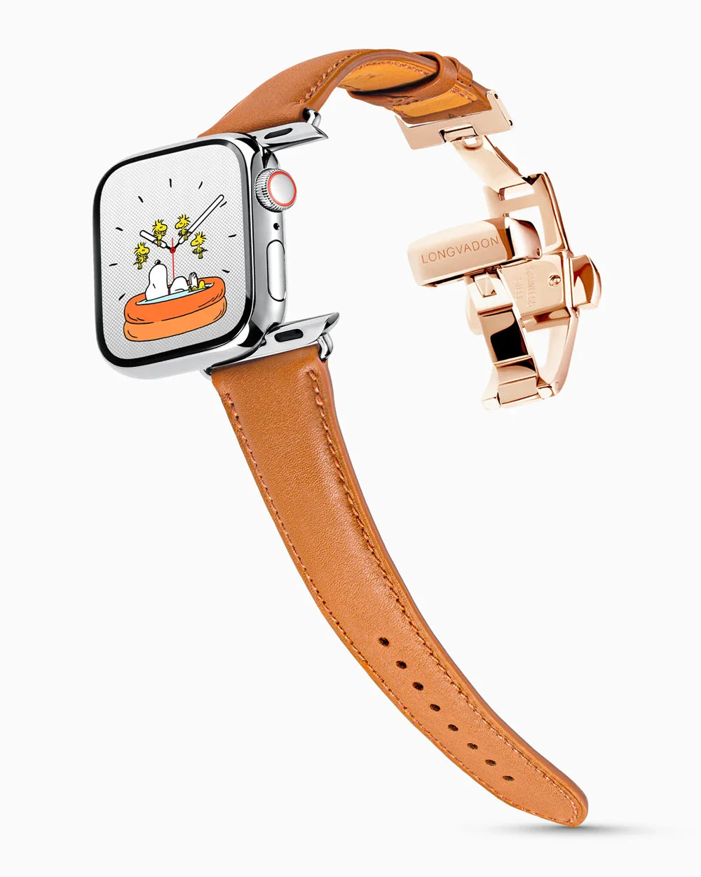 Swift Series luxury Apple Watch leather band on a Series 9 Apple Watch