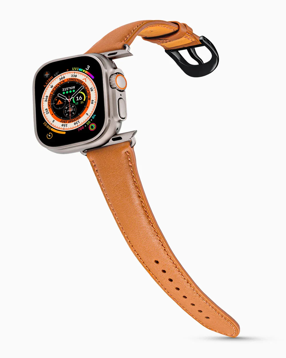 Swift Series luxury Apple Watch leather band on an Apple Watch Ultra