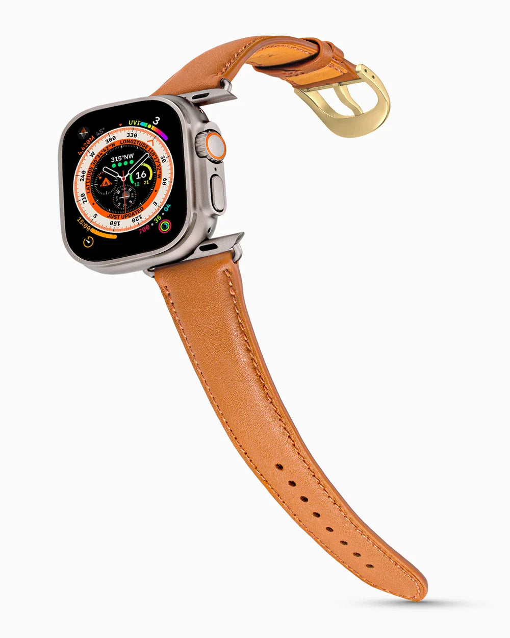 Swift Series luxury Apple Watch leather band on an Apple Watch Ultra