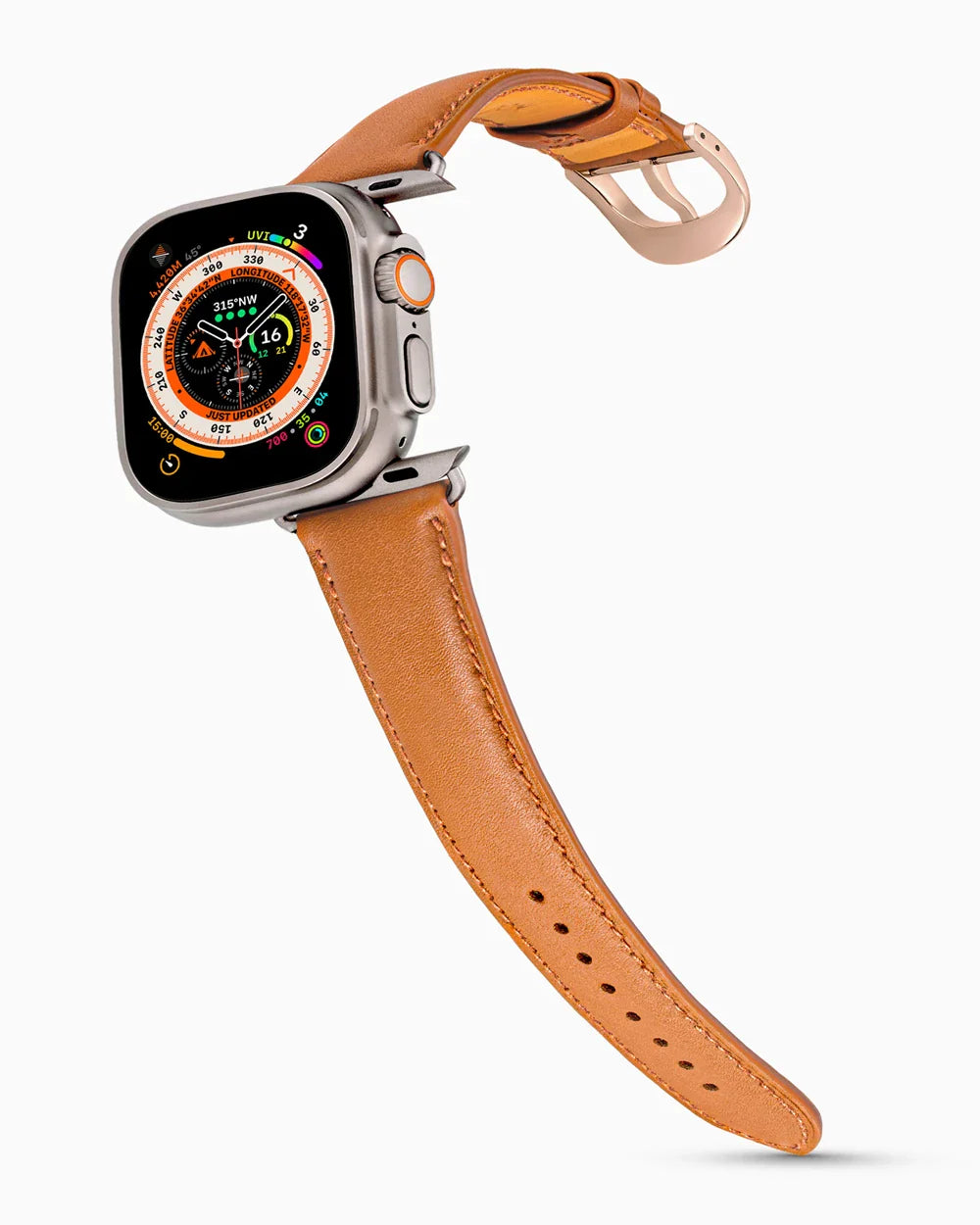 Swift Series luxury Apple Watch leather band on an Apple Watch Ultra