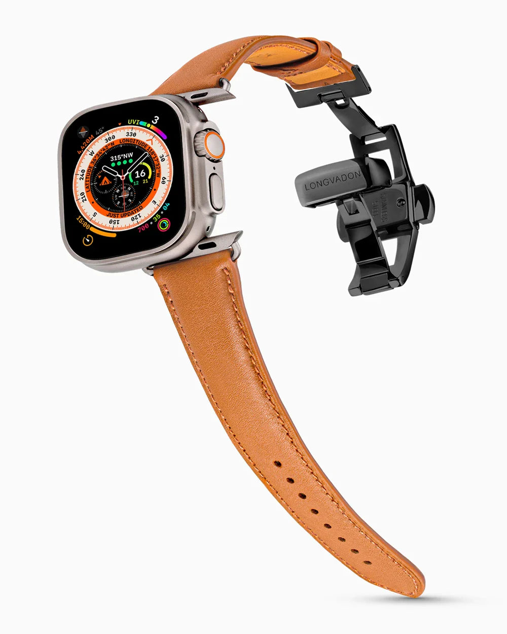 Swift Series luxury Apple Watch leather band on an Apple Watch Ultra