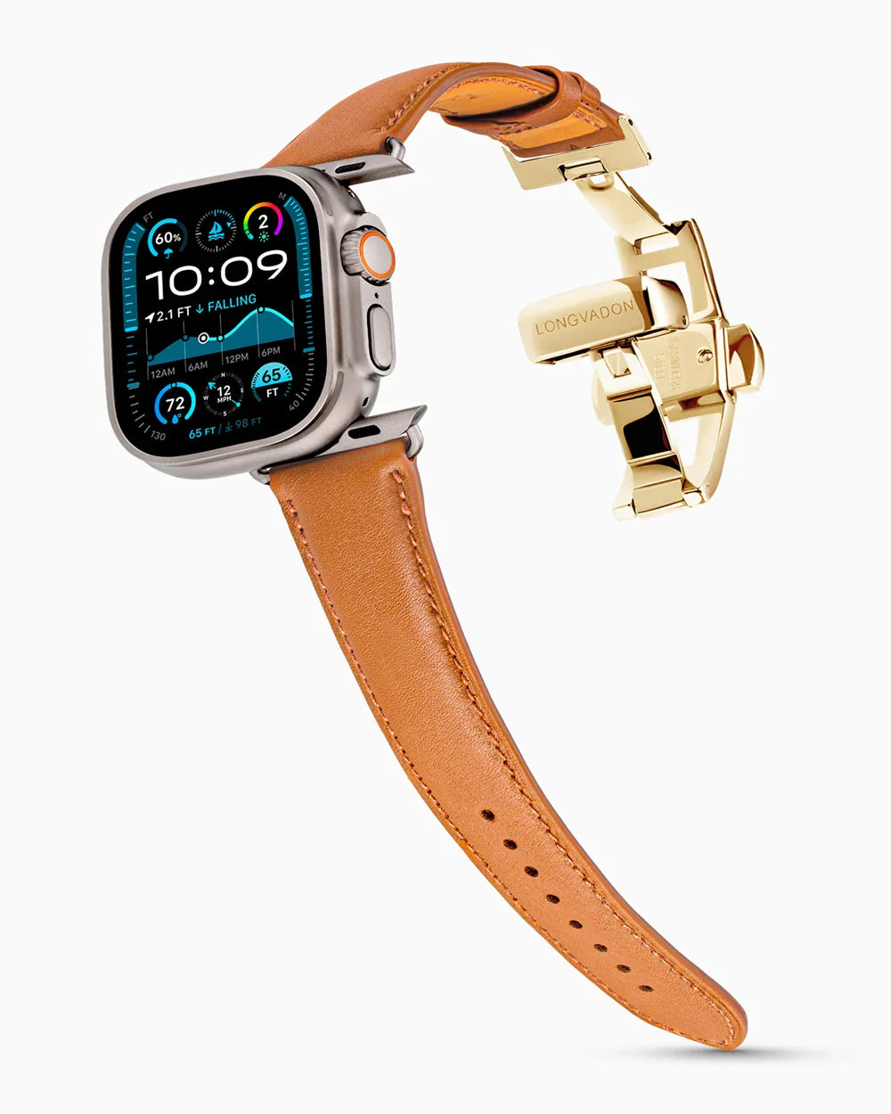 Swift Series luxury Apple Watch leather band on an Apple Watch Ultra