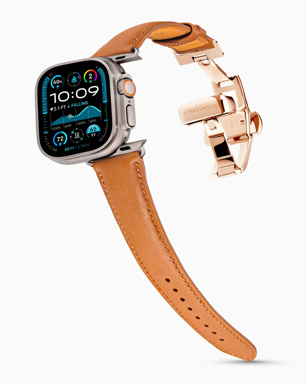 Swift Series luxury Apple Watch leather band on an Apple Watch Ultra