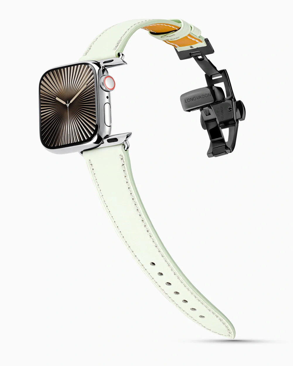 Swift Series luxury Apple Watch leather band on a Series 10 Apple Watch