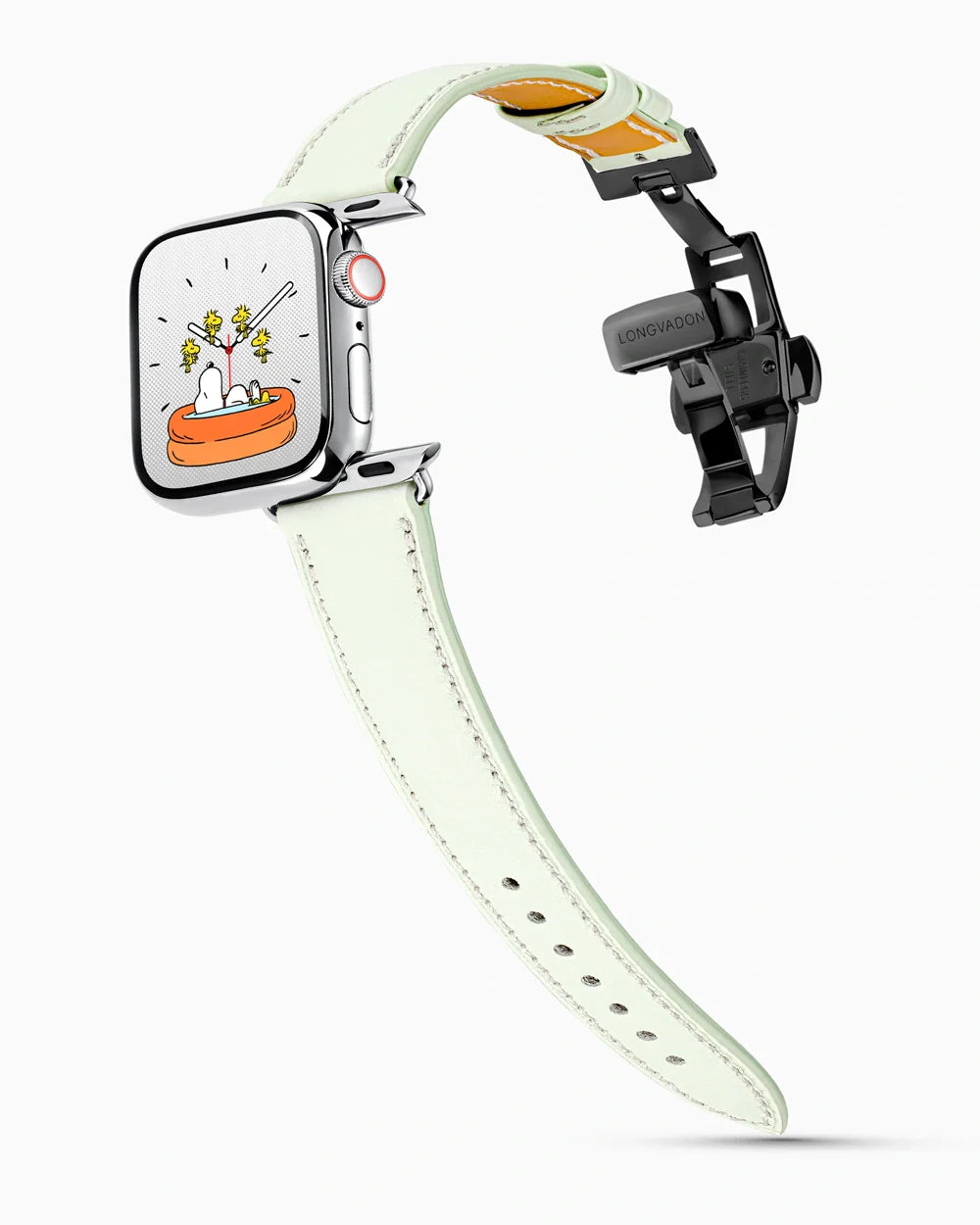 Swift Series luxury Apple Watch leather band on a Series 9 Apple Watch