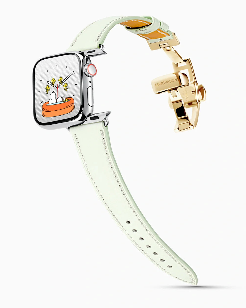 Swift Series luxury Apple Watch leather band on a Series 9 Apple Watch