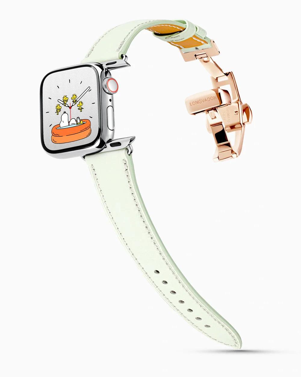 Swift Series luxury Apple Watch leather band on a Series 9 Apple Watch