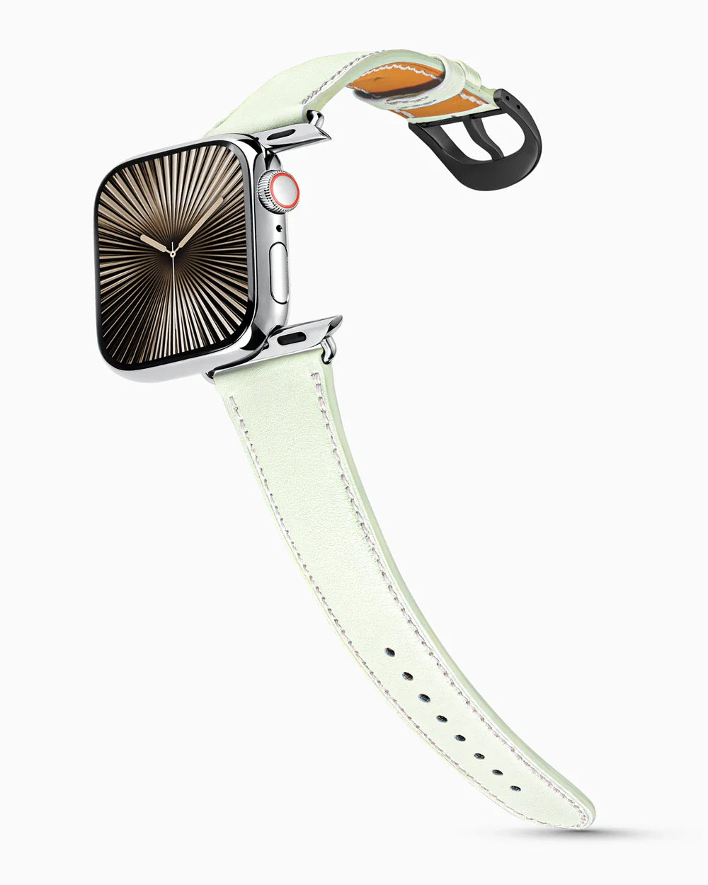 Swift Series luxury Apple Watch leather band on a Series 10 Apple Watch