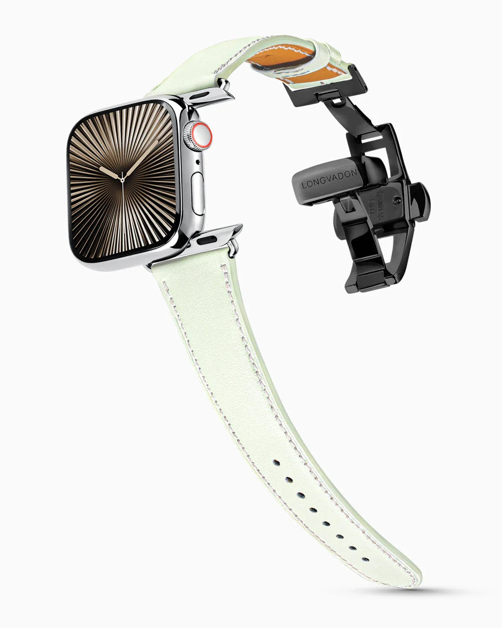 Swift Series luxury Apple Watch leather band on a Series 10 Apple Watch