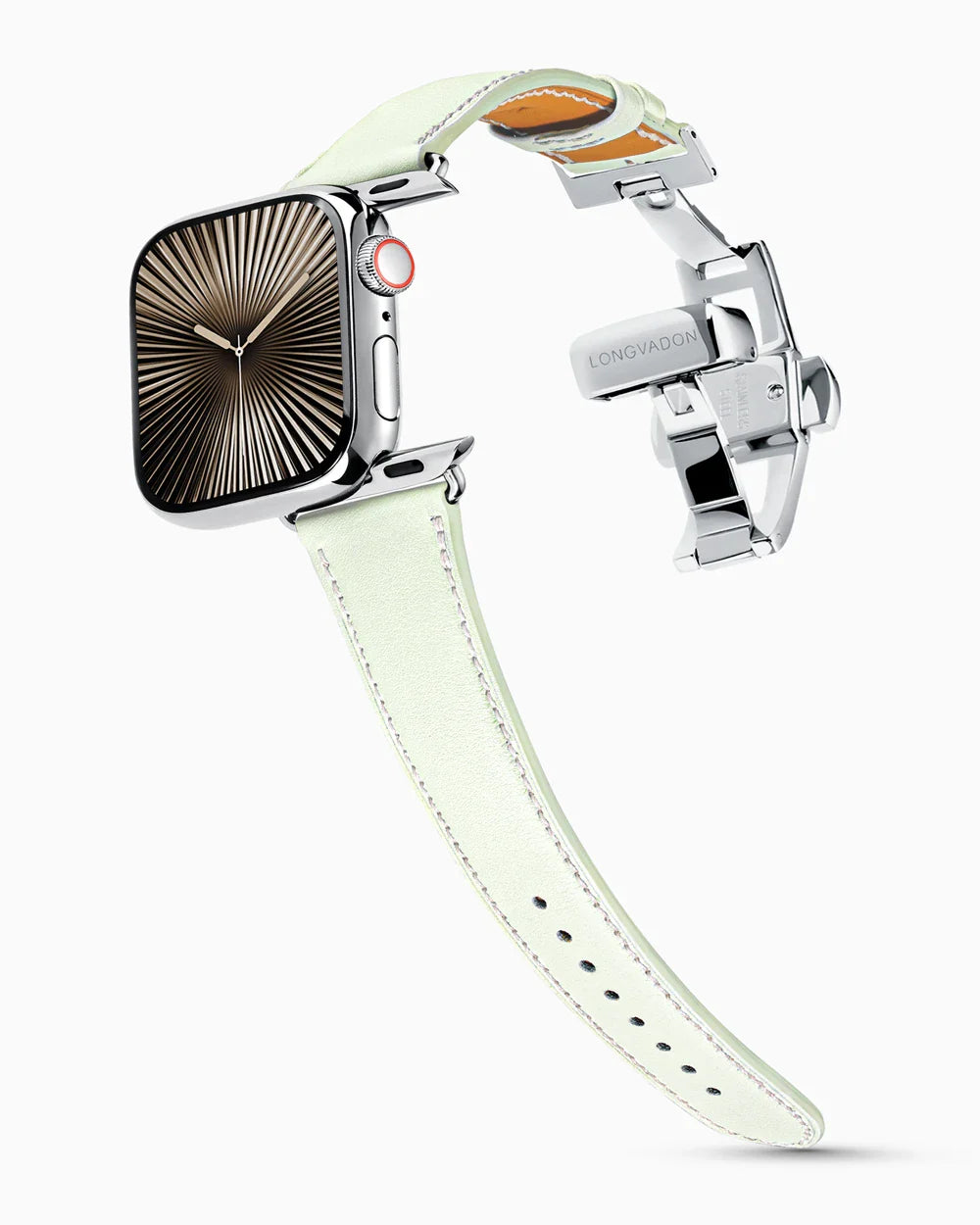 Swift Series luxury Apple Watch leather band on a Series 10 Apple Watch