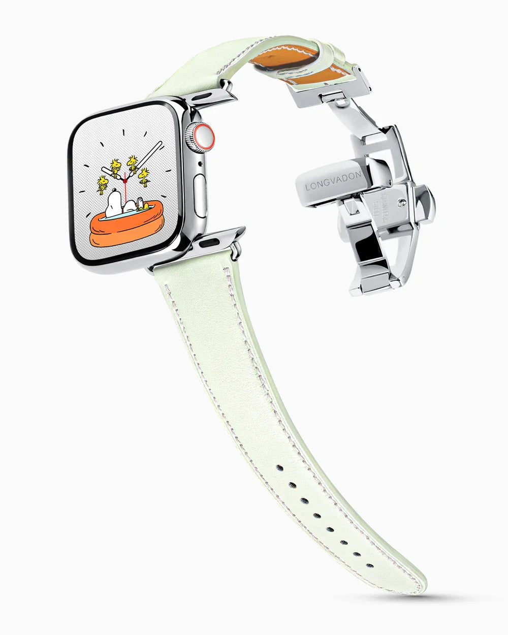 Swift Series luxury Apple Watch leather band on a Series 9 Apple Watch