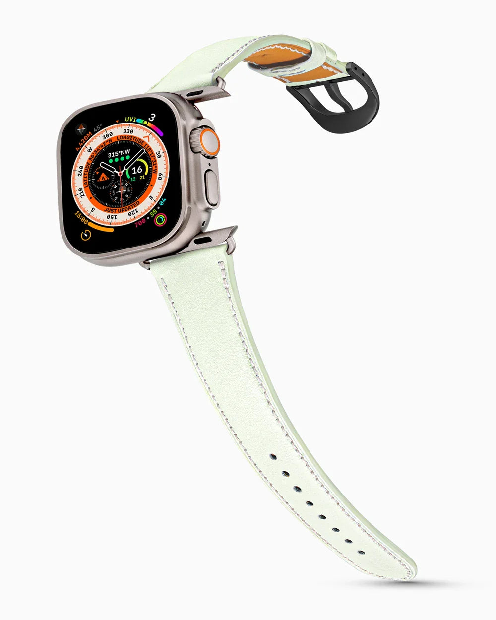 Swift Series luxury Apple Watch leather band on an Apple Watch Ultra