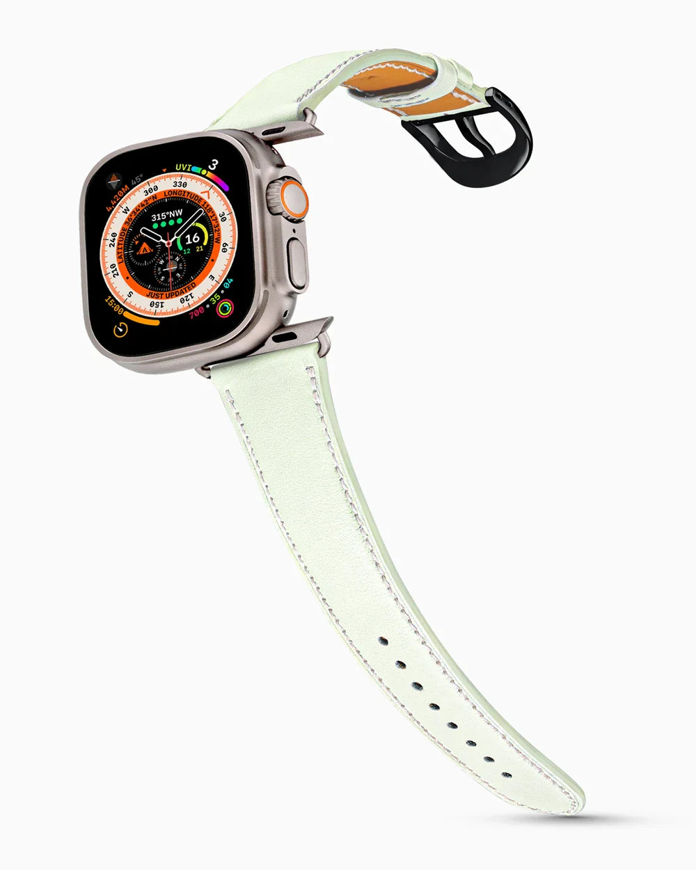 Swift Series luxury Apple Watch leather band on an Apple Watch Ultra