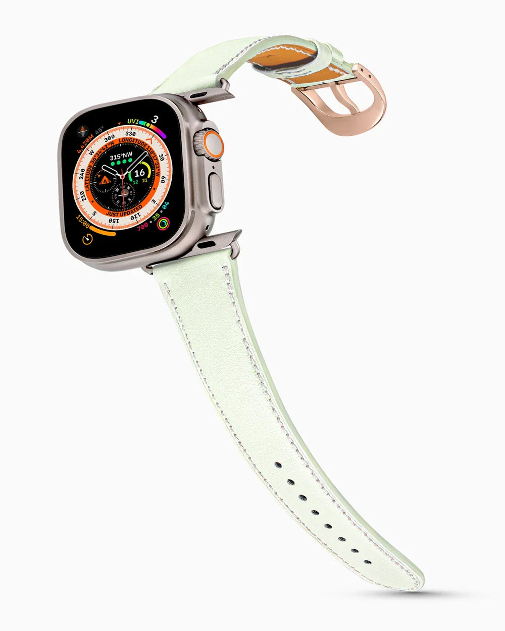 Swift Series luxury Apple Watch leather band on an Apple Watch Ultra