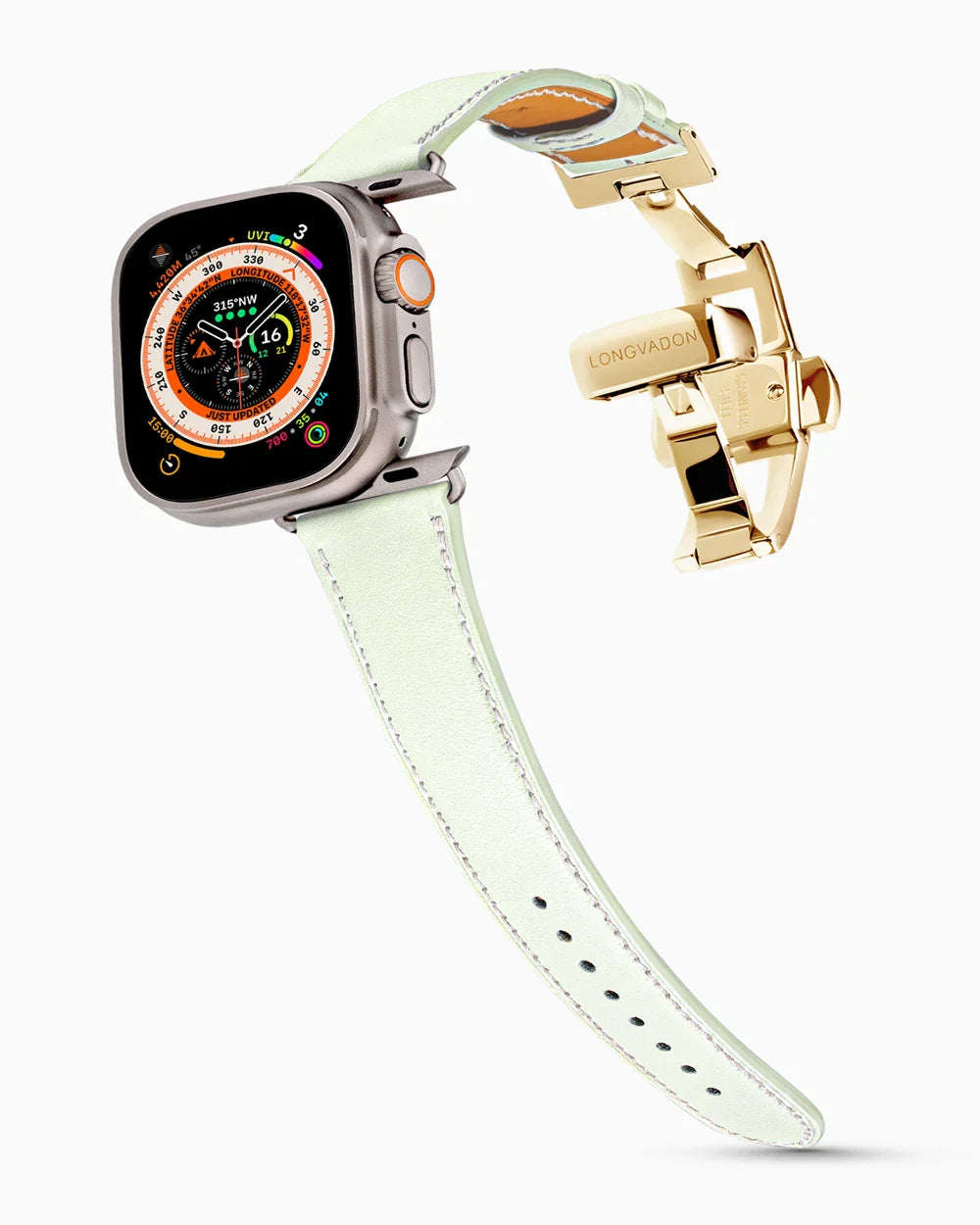 Swift Series luxury Apple Watch leather band on an Apple Watch Ultra