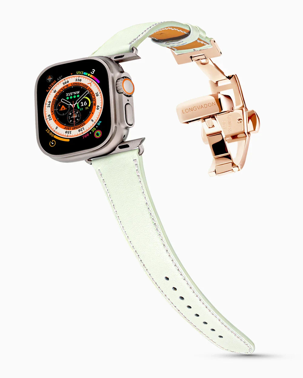 Swift Series luxury Apple Watch leather band on an Apple Watch Ultra