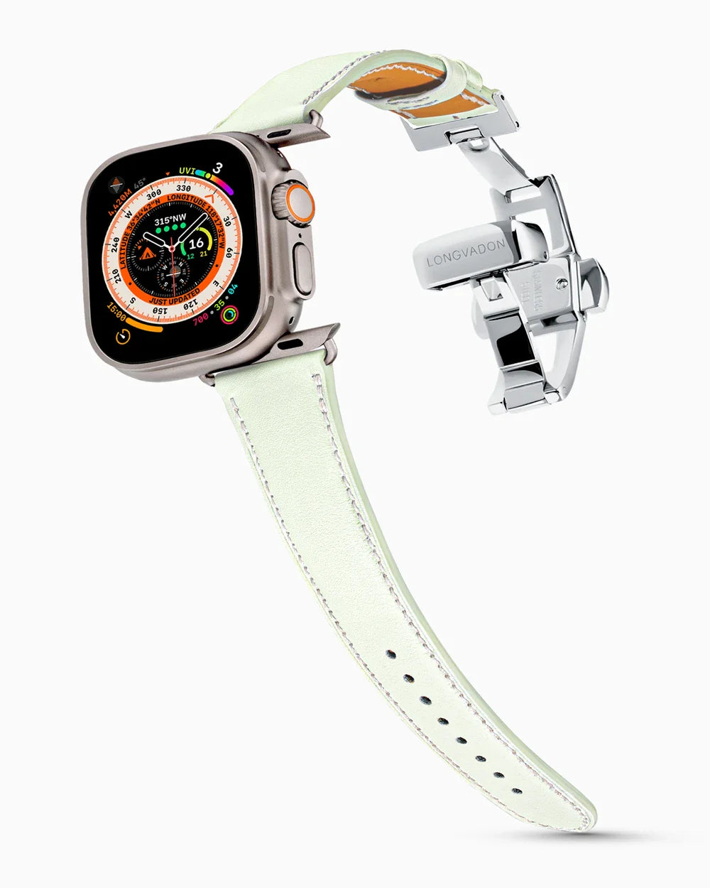 Swift Series luxury Apple Watch leather band on an Apple Watch Ultra