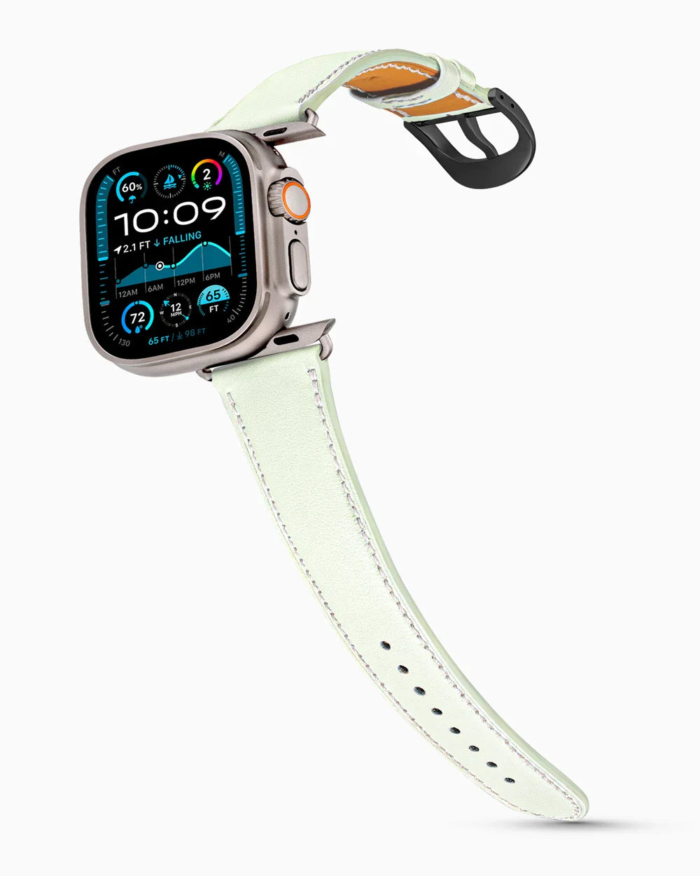 Swift Series luxury Apple Watch leather band on an Apple Watch Ultra