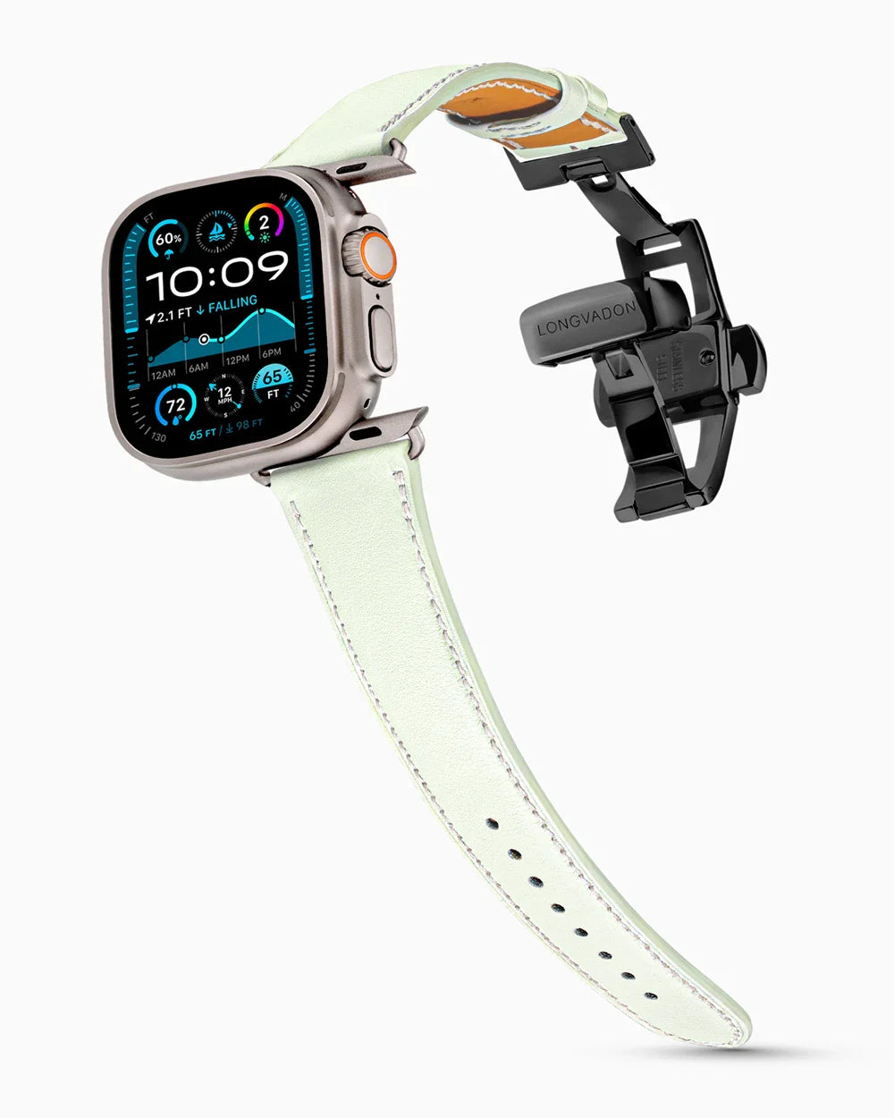 Swift Series luxury Apple Watch leather band on an Apple Watch Ultra