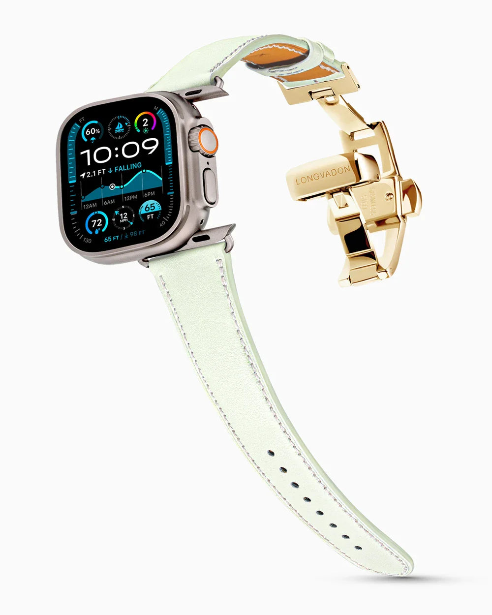 Swift Series luxury Apple Watch leather band on an Apple Watch Ultra