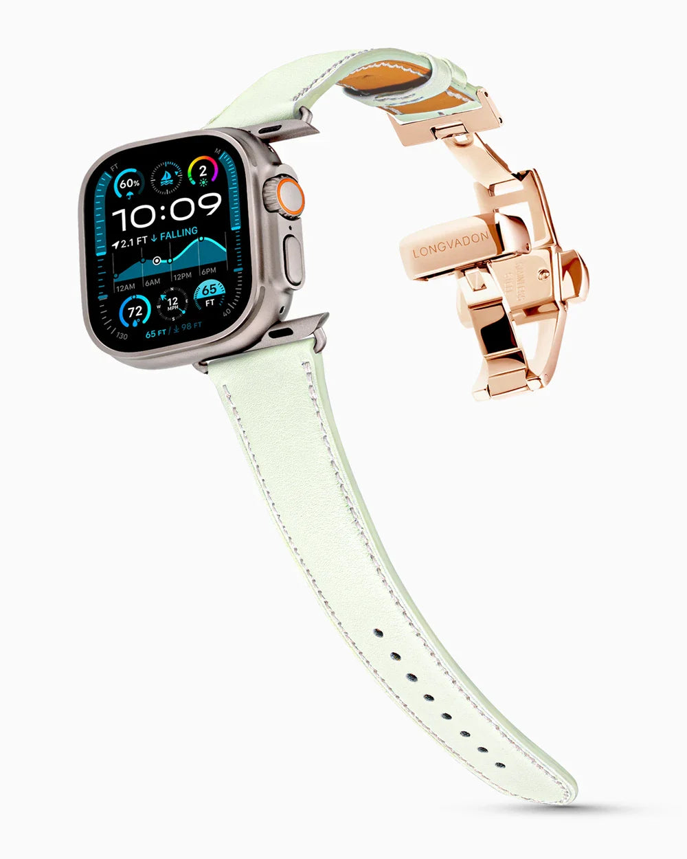 Swift Series luxury Apple Watch leather band on an Apple Watch Ultra