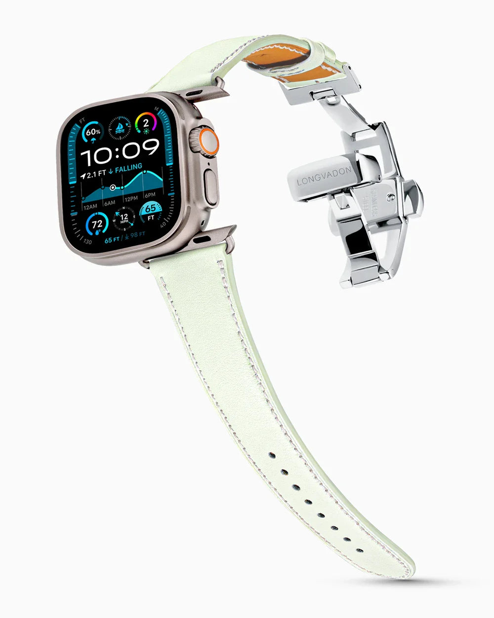 Swift Series luxury Apple Watch leather band on an Apple Watch Ultra