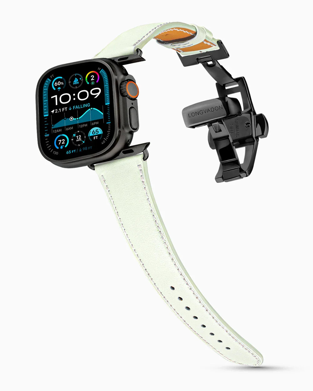 Swift Series luxury Apple Watch leather band on an Apple Watch Ultra