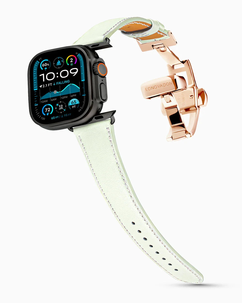 Swift Series luxury Apple Watch leather band on an Apple Watch Ultra