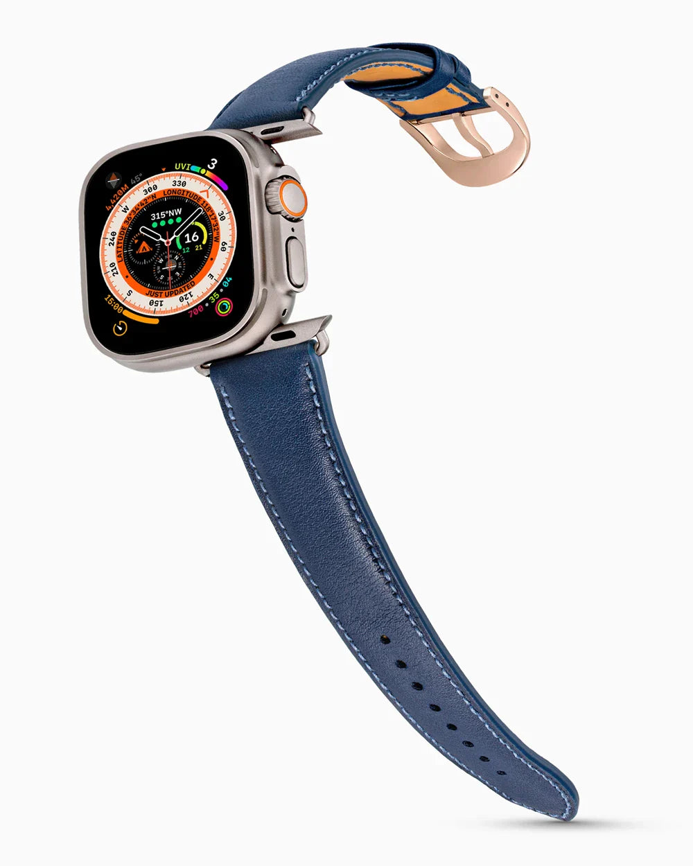 Swift Series luxury Apple Watch leather band on an Apple Watch Ultra